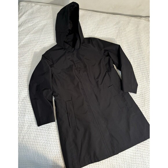 Lands' End Black Trench Coat medium petite - Picture 1 of 12